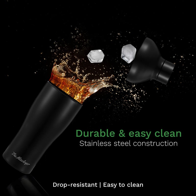 The Mixologer Cocktail Shaker & Tumbler | 19 oz Stainless Steel Drink Mixer with Built-in Measurements, Leak-Proof Design & Vacuum Insulation | Ideal to Mix Whiskey, Cocktails & More | Matte Black - Image 5